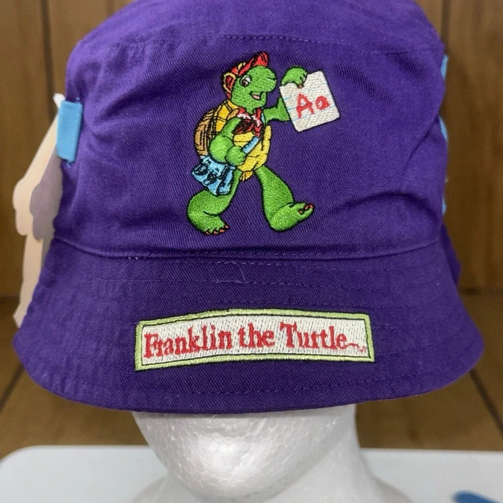 Vintage Franklin The Turtle Purple Bucket‎ Hat Kids 90s Y2K Cute